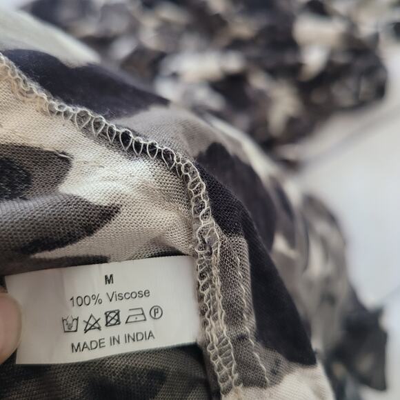 Panache Size M Sheer Dark Floral Grey Cream Long Line Cover-Up Kimono - Picture 9 of 10